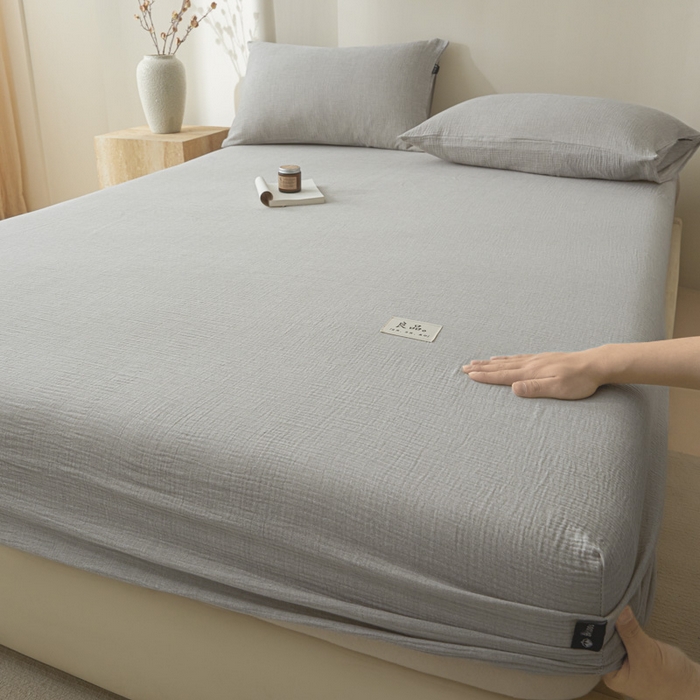 91家纺网 家纺一手货源 找家纺 （总）鑫钰 2025新款A类全棉双棉皱皱纱床笠