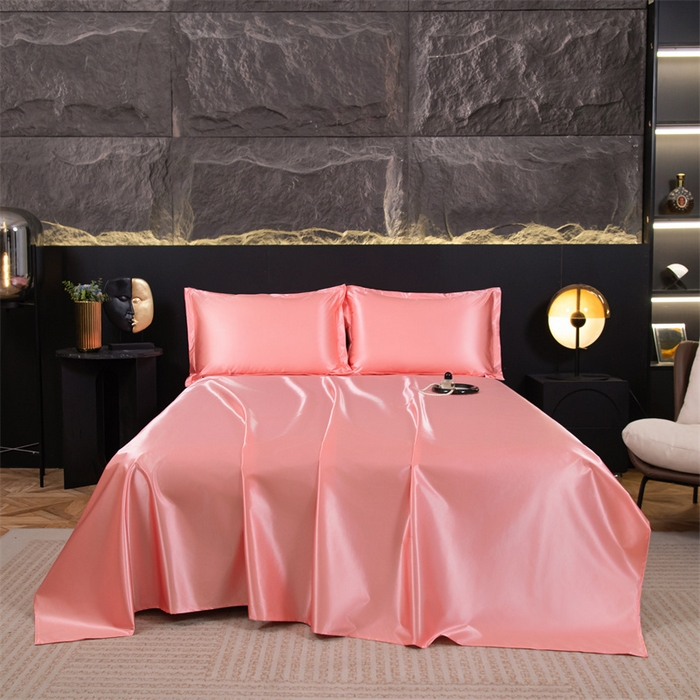 91家纺网 家纺一手货源 找家纺 梦舒羽 2025新款防水冰丝纯色床单凉爽柔顺宿舍双人床单 防水冰丝床单-玉色