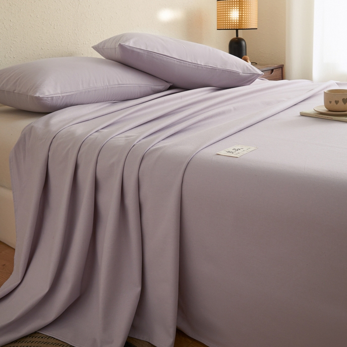 91家纺网 家纺一手货源 找家纺 鑫钰2025新款纯棉全棉老粗布床单--LP纯色系列 黛紫