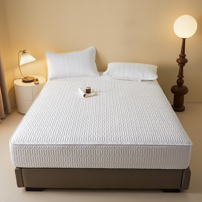 91家纺网 家纺一手货源 找家纺 鑫钰2025新款纯棉全棉六面全包床笠 经典款-全包床笠-白色