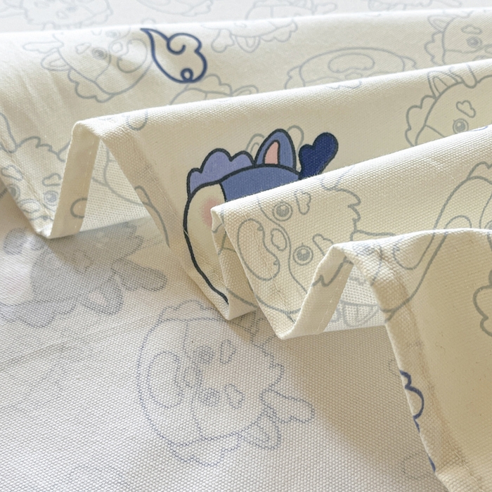 91家纺网 家纺一手货源 找家纺 鑫钰 2025新款纯棉老粗布单床单-卡通系列 势幻龙-蓝