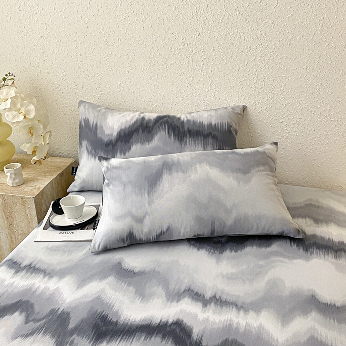 91家纺网 家纺一手货源 找家纺 鑫钰 2025新款老粗布床单床笠系列-格纹系列 水墨纹