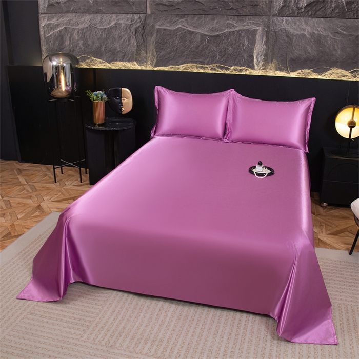 91家纺网 家纺一手货源 找家纺 梦舒羽 2025新款防水冰丝纯色床单凉爽柔顺宿舍双人床单 防水冰丝床单-豆沙色