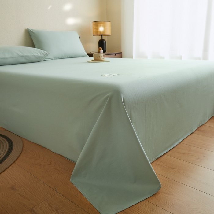 91家纺网 家纺一手货源 找家纺 鑫钰2025新款纯棉全棉老粗布床单--LP纯色系列 川青