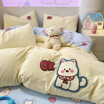 乐坊 2025新款三丽鸥系列云朵棉毛巾绣四件套 ok狗