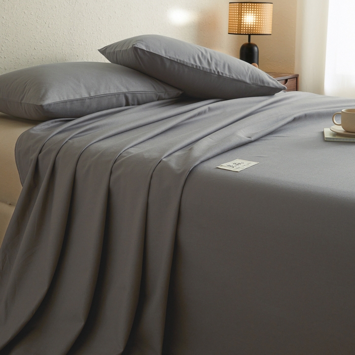 91家纺网 家纺一手货源 找家纺 鑫钰2025新款纯棉全棉老粗布床单--LP纯色系列 深灰