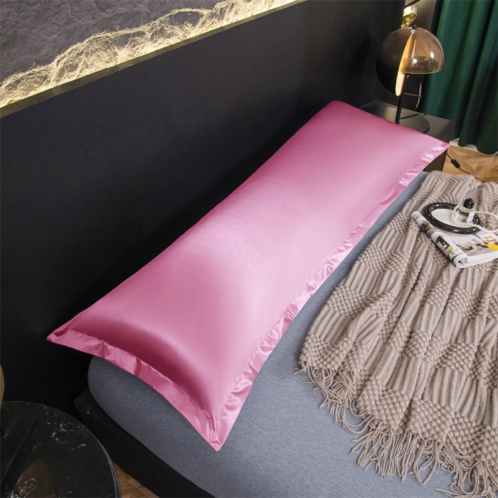 91家纺网 家纺一手货源 找家纺 梦舒羽2025新款防水冰丝纯色双人枕套情侣1.8m枕芯套内胆套 防水冰丝双人枕套-粉色