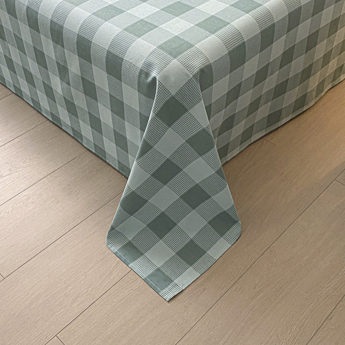 91家纺网 家纺一手货源 找家纺 鑫钰 2025新款老粗布床单床笠系列-格纹系列 青缇格