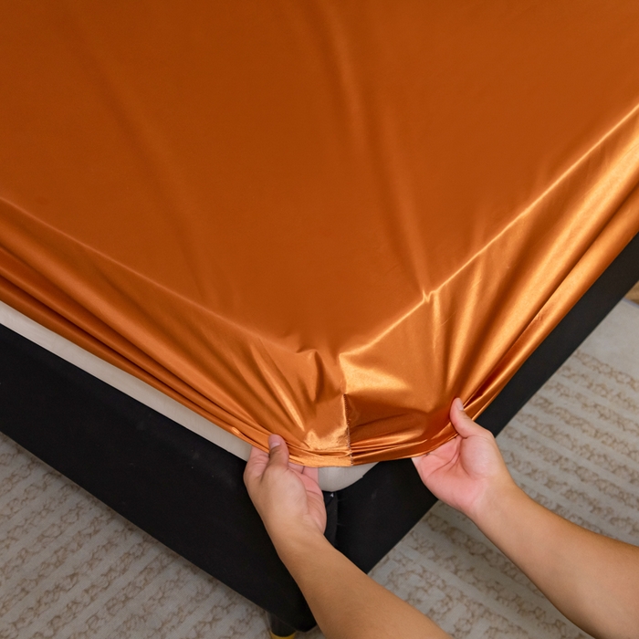 91家纺网 家纺一手货源 找家纺 梦舒羽2025新款防水冰丝纯色床笠凉爽柔顺床垫保护罩 防水冰丝床笠-咖啡