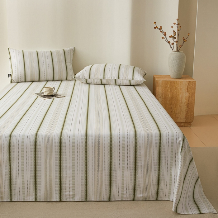 91家纺网 家纺一手货源 找家纺 鑫钰2025新款纯棉全棉老粗布床单--北欧风 莫奈（绿）