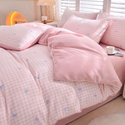 91家纺网 家纺一手货源 找家纺 （总）易展家居 2025新款加厚水洗棉四件套-格子