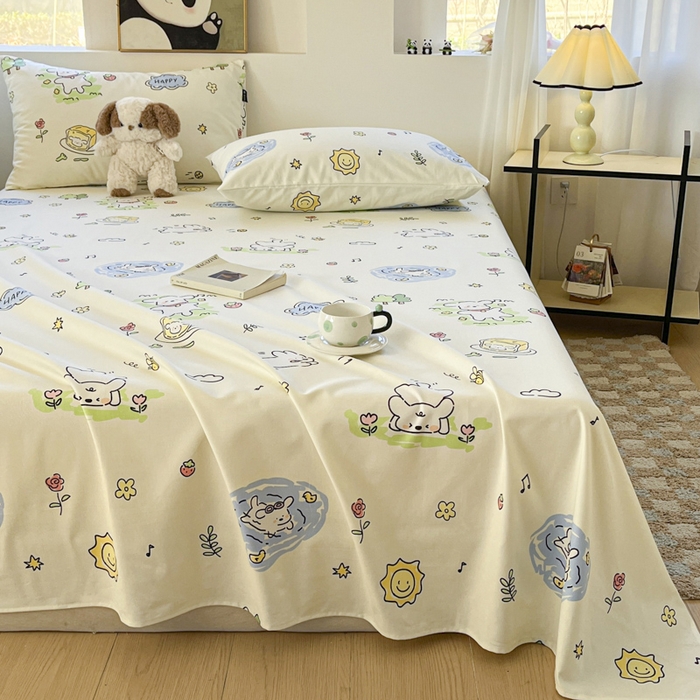 91家纺网 家纺一手货源 找家纺 鑫钰 2025新款纯棉老粗布单床单-卡通系列 米多