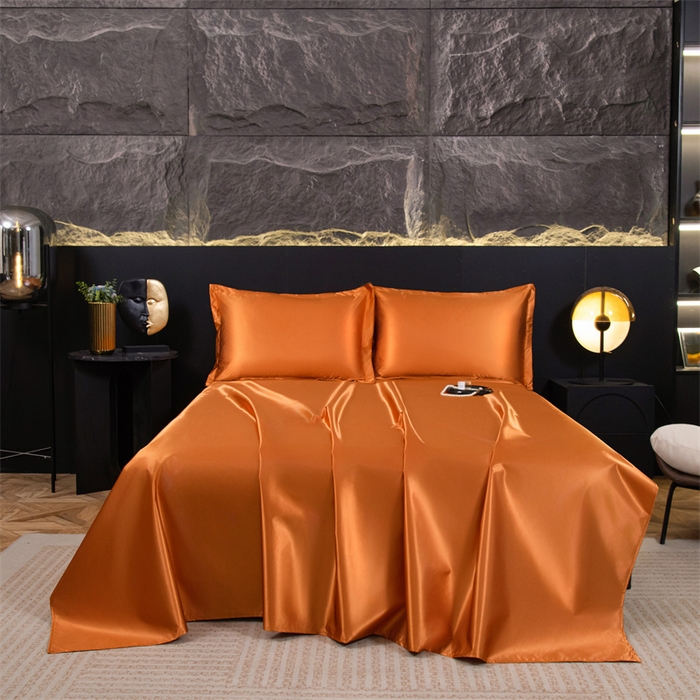 91家纺网 家纺一手货源 找家纺 梦舒羽 2025新款防水冰丝纯色床单凉爽柔顺宿舍双人床单 防水冰丝床单-咖啡