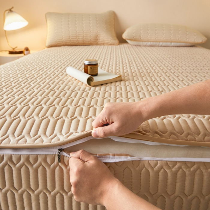 91家纺网 家纺一手货源 找家纺 鑫钰2025新款纯棉全棉六面全包床笠 经典款-全包床笠-卡其