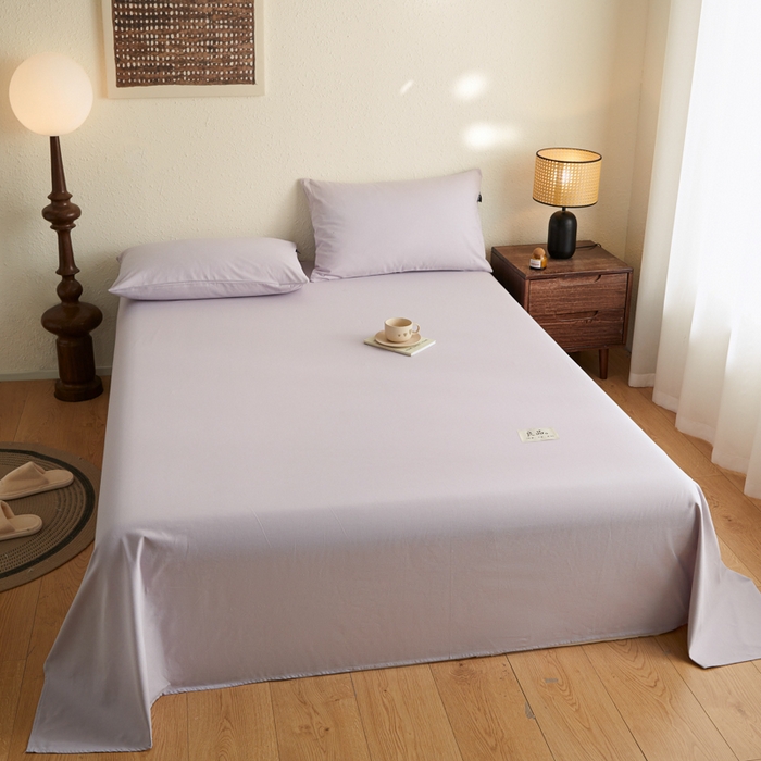 91家纺网 家纺一手货源 找家纺 鑫钰2025新款纯棉全棉老粗布床单--LP纯色系列 黛紫