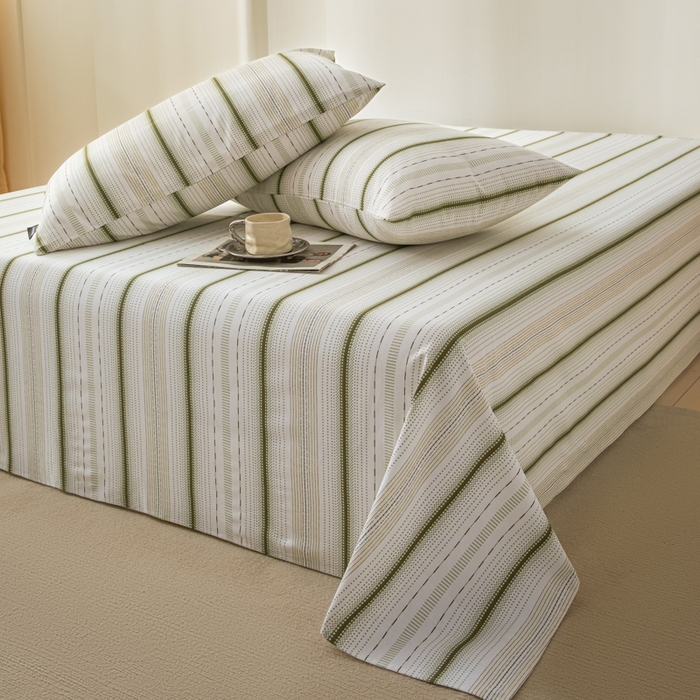 91家纺网 家纺一手货源 找家纺 鑫钰2025新款纯棉全棉老粗布床单--北欧风 莫奈（绿）
