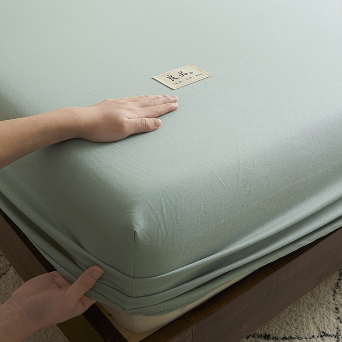 91家纺网 家纺一手货源 找家纺 鑫钰2025新款纯棉全棉老粗布床笠--LP纯色系列 川青