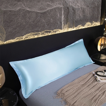 圣比熊2025新款防水冰丝纯色双人枕套情侣1.8m枕芯套内胆套 防水款-天空蓝