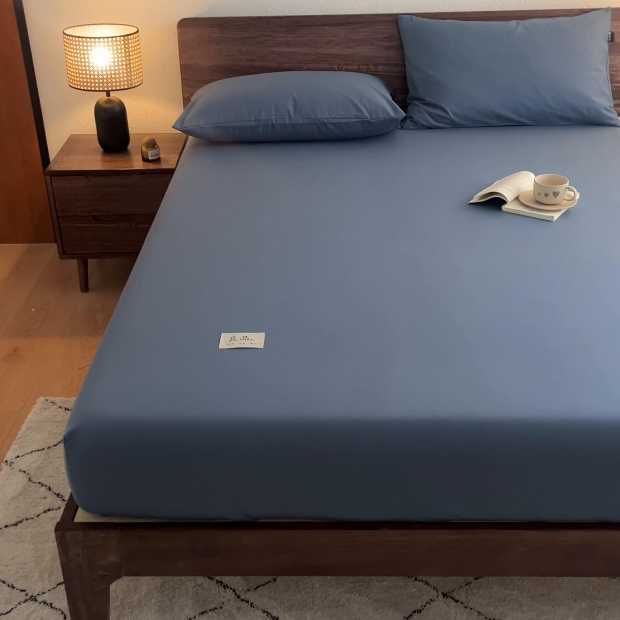 91家纺网 家纺一手货源 找家纺 鑫钰2025新款纯棉全棉老粗布床笠--LP纯色系列 宝蓝