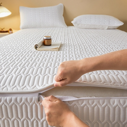 鑫钰2025新款纯棉全棉六面全包床笠 经典款-全包床笠-白色