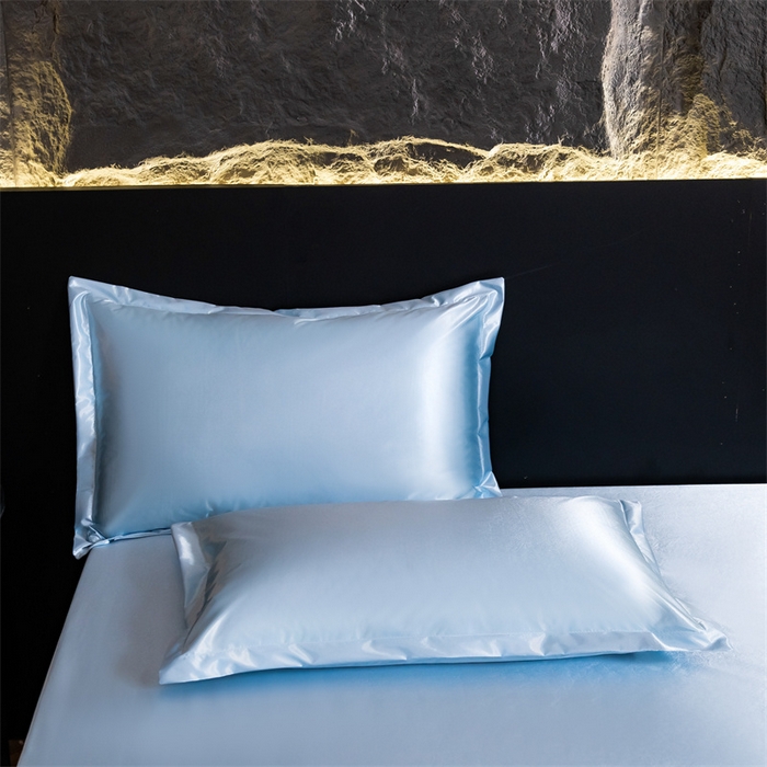 91家纺网 家纺一手货源 找家纺 梦舒羽2025新款防水冰丝纯色单人枕套宿舍枕芯套内胆套 防水冰丝单人枕套-天空蓝