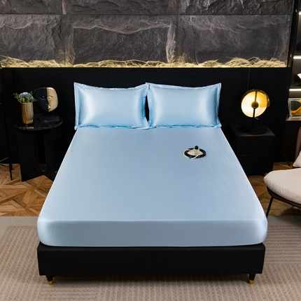 91家纺网 家纺一手货源 找家纺 （总）圣比熊2025新款防水纯色冰丝床笠凉爽柔顺床垫保护罩