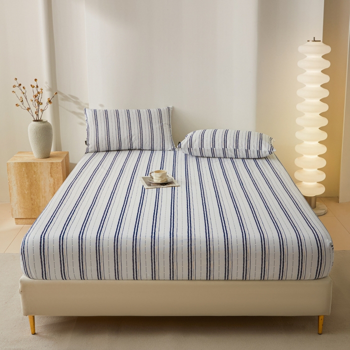 91家纺网 家纺一手货源 找家纺 鑫钰2025新款纯棉全棉老粗布床笠--北欧风 胡里奥（兰）