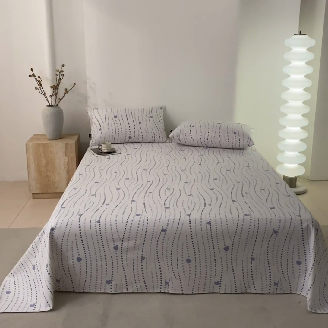 91家纺网 家纺一手货源 找家纺 鑫钰2025新款纯棉全棉老粗布床单--北欧风 流心岁月（灰）
