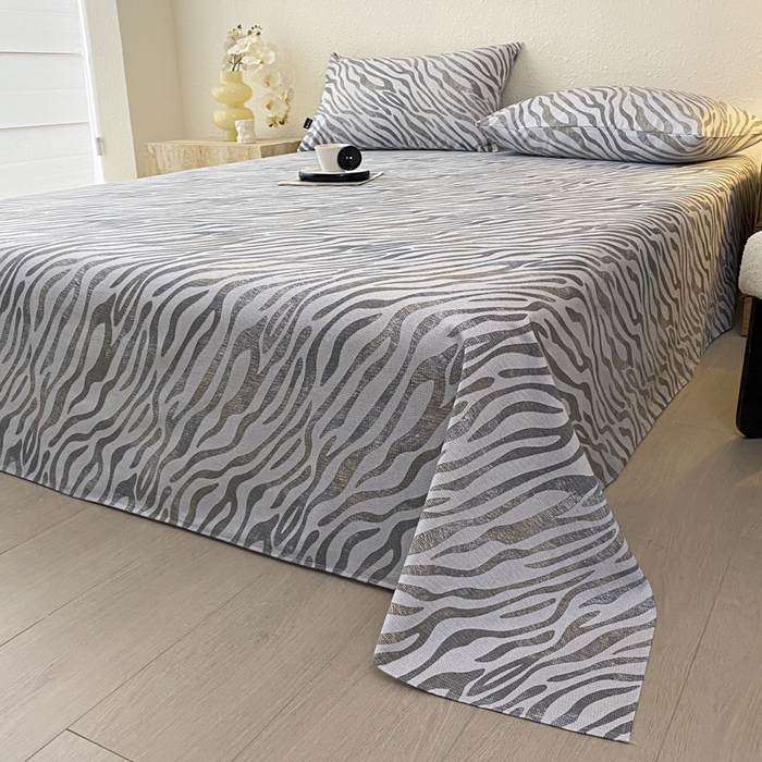 91家纺网 家纺一手货源 找家纺 鑫钰 2025新款老粗布床单床笠系列-格纹系列 豹纹灰