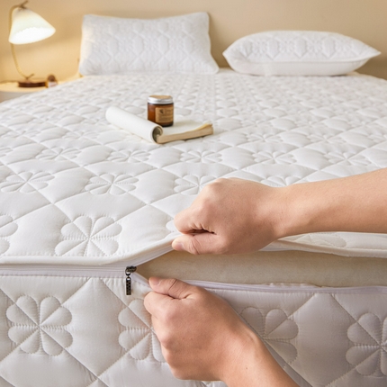 鑫钰2025新款纯棉全棉六面全包床笠 桃花-全包床笠-白色