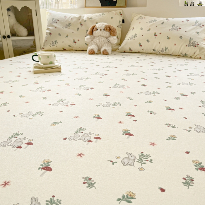 91家纺网 家纺一手货源 找家纺 鑫钰 2025新款纯棉老粗布单床笠-卡通系列 花枝免