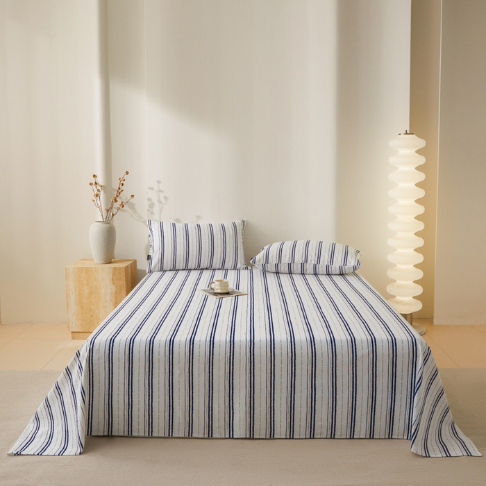 91家纺网 家纺一手货源 找家纺 鑫钰2025新款纯棉全棉老粗布床单--北欧风 胡里奥（兰）