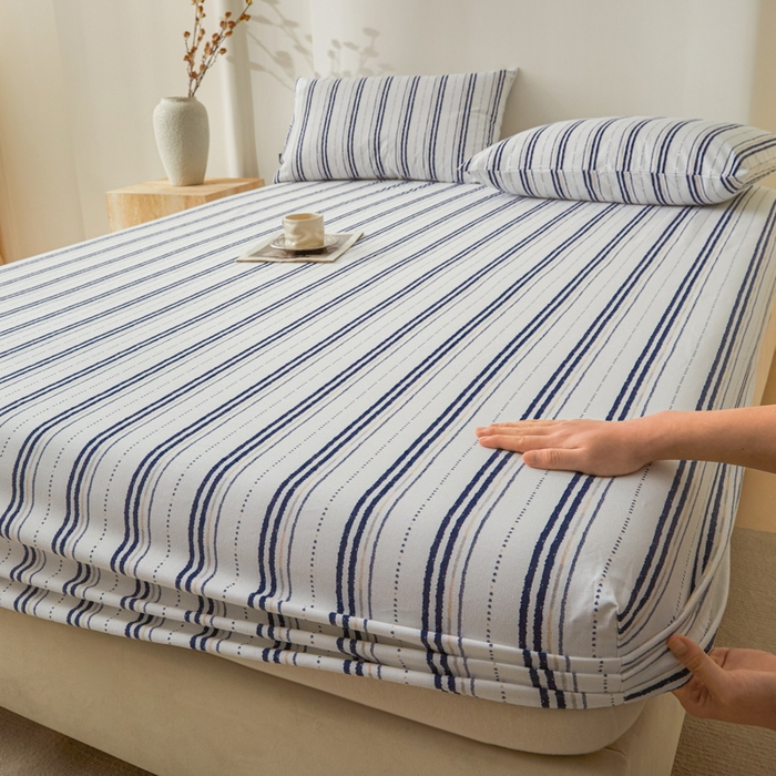 91家纺网 家纺一手货源 找家纺 鑫钰2025新款纯棉全棉老粗布床笠--北欧风 胡里奥（兰）