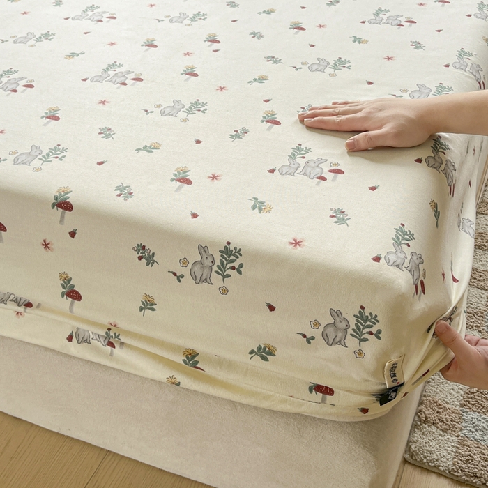 91家纺网 家纺一手货源 找家纺 鑫钰 2025新款纯棉老粗布单床笠-卡通系列 花枝免