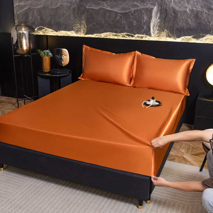 91家纺网 家纺一手货源 找家纺 梦舒羽2025新款防水冰丝纯色床笠凉爽柔顺床垫保护罩 防水冰丝床笠-咖啡