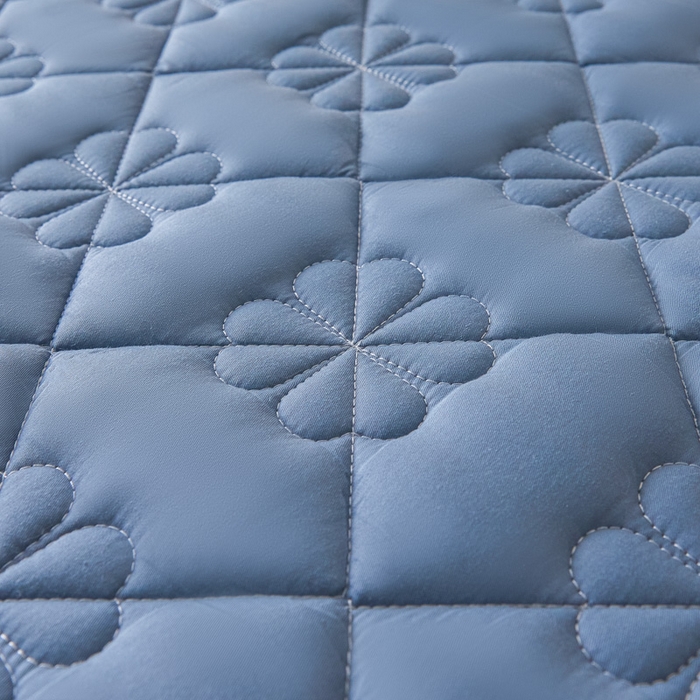 91家纺网 家纺一手货源 找家纺 鑫钰2025新款纯棉全棉六面全包床笠 桃花-全包床笠-湖蓝