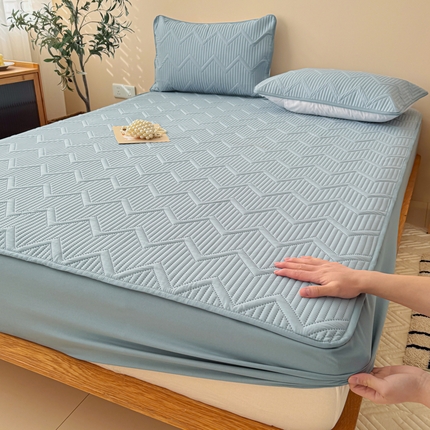 91家纺网 家纺一手货源 找家纺 （总）曼陀罗 2025新款水洗原棉大豆夹棉防水床笠