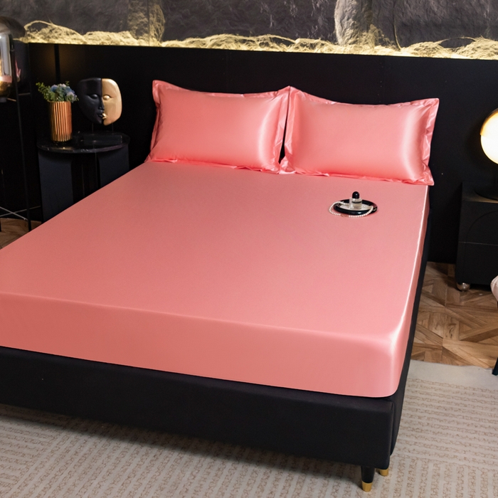 91家纺网 家纺一手货源 找家纺 梦舒羽2025新款防水冰丝纯色床笠凉爽柔顺床垫保护罩 防水冰丝床笠-玉色