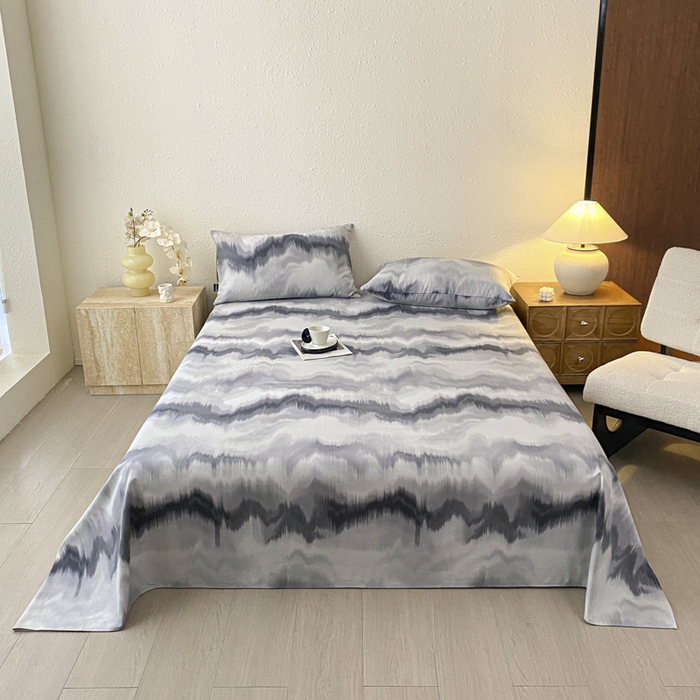 91家纺网 家纺一手货源 找家纺 鑫钰 2025新款老粗布床单床笠系列-格纹系列 水墨纹