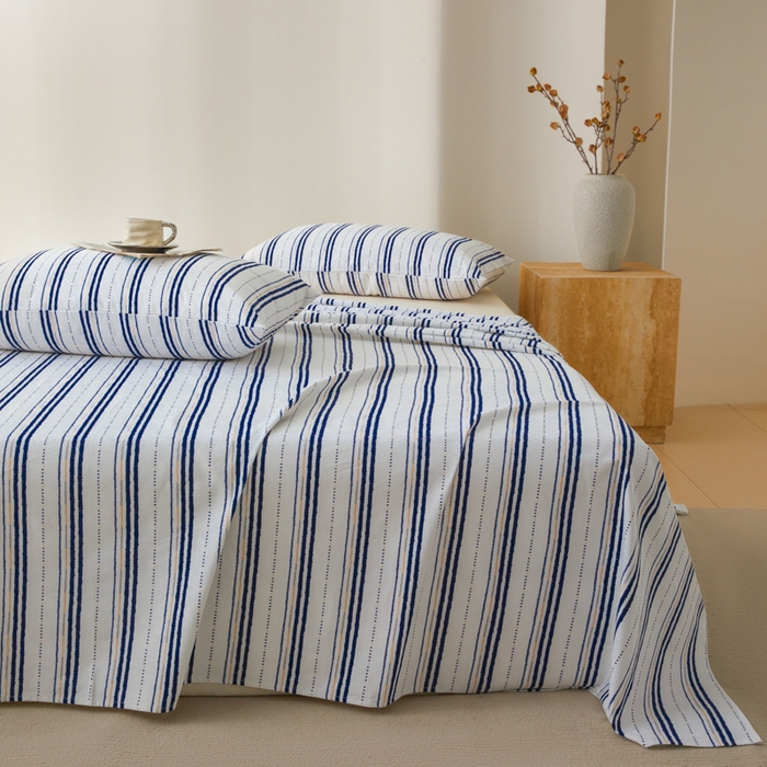 91家纺网 家纺一手货源 找家纺 鑫钰2025新款纯棉全棉老粗布床单--北欧风 胡里奥（兰）