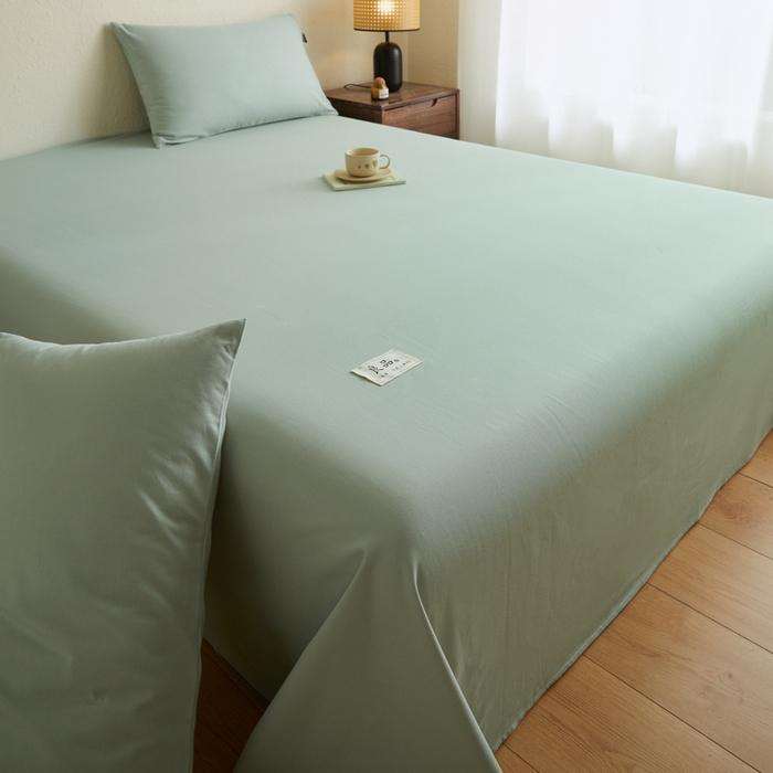 91家纺网 家纺一手货源 找家纺 鑫钰2025新款纯棉全棉老粗布床单--LP纯色系列 川青