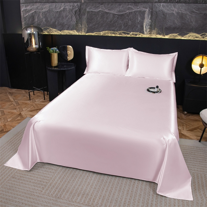 91家纺网 家纺一手货源 找家纺 梦舒羽 2025新款防水冰丝纯色床单凉爽柔顺宿舍双人床单 防水冰丝床单-淡雅玉