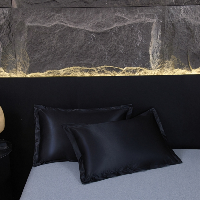 91家纺网 家纺一手货源 找家纺 梦舒羽 2025新款防水冰丝纯色床单凉爽柔顺宿舍双人床单 防水冰丝床单-尊贵黑