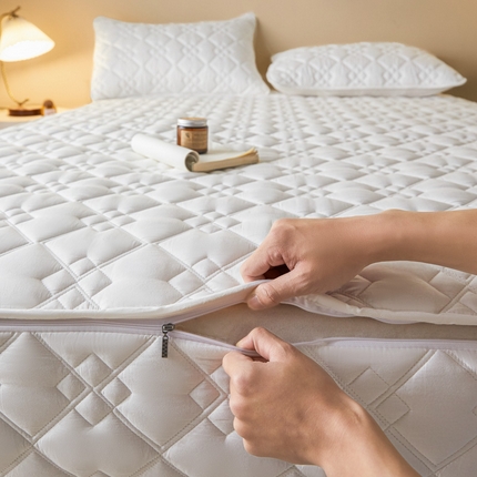 鑫钰2025新款纯棉全棉六面全包床笠 四方格-全包床笠-白色