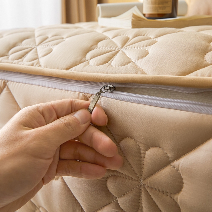 91家纺网 家纺一手货源 找家纺 鑫钰2025新款纯棉全棉六面全包床笠 桃花-全包床笠-卡其