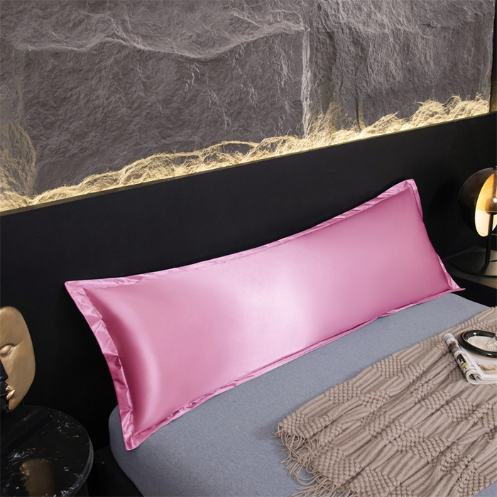 91家纺网 家纺一手货源 找家纺 梦舒羽2025新款防水冰丝纯色双人枕套情侣1.8m枕芯套内胆套 防水冰丝双人枕套-粉色
