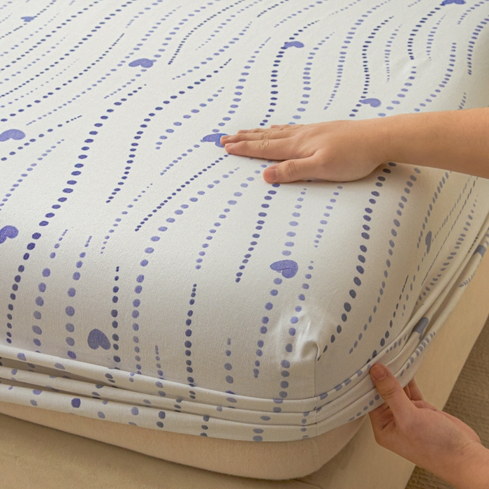 91家纺网 家纺一手货源 找家纺 鑫钰2025新款纯棉全棉老粗布床笠--北欧风 流心岁月（灰）