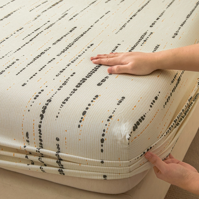 91家纺网 家纺一手货源 找家纺 鑫钰2025新款纯棉全棉老粗布床笠--北欧风 流星雨（灰）