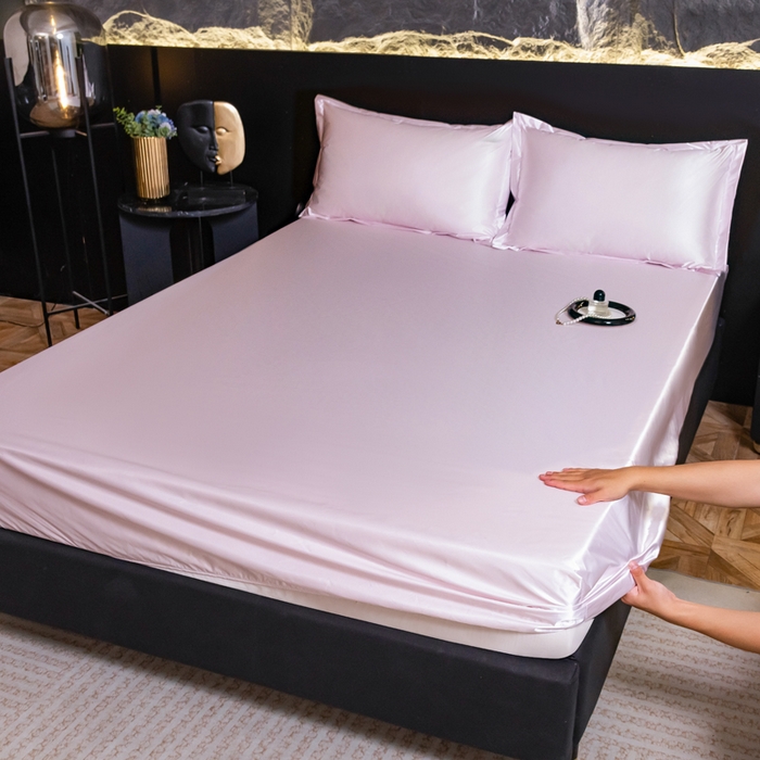 91家纺网 家纺一手货源 找家纺 梦舒羽2025新款防水冰丝纯色床笠凉爽柔顺床垫保护罩 防水冰丝床笠-淡雅玉