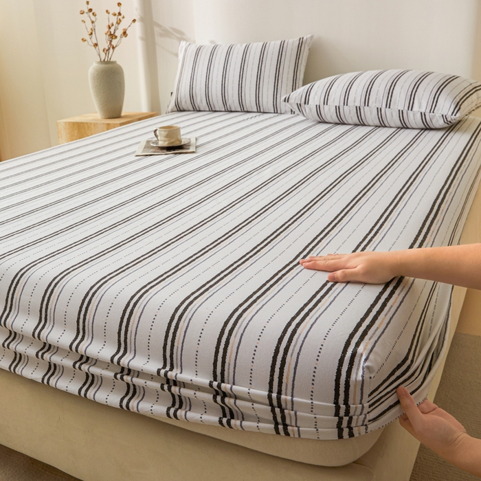 91家纺网 家纺一手货源 找家纺 鑫钰2025新款纯棉全棉老粗布床笠--北欧风 胡里奥（灰）